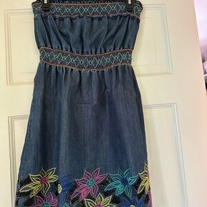 Embroidered Denim Dress